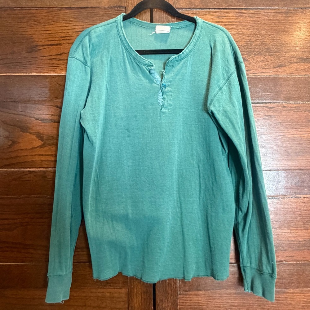 L.L. Bean large vintage river driver’s wool blend Henley long sleeve shirt top